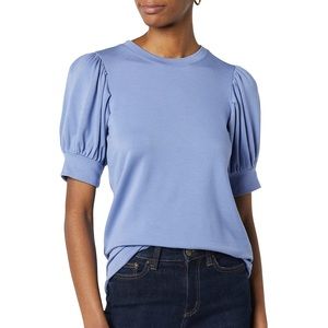 Women's Supersoft Terry Puff-Sleeve Top Rayon Blend Blue xxl